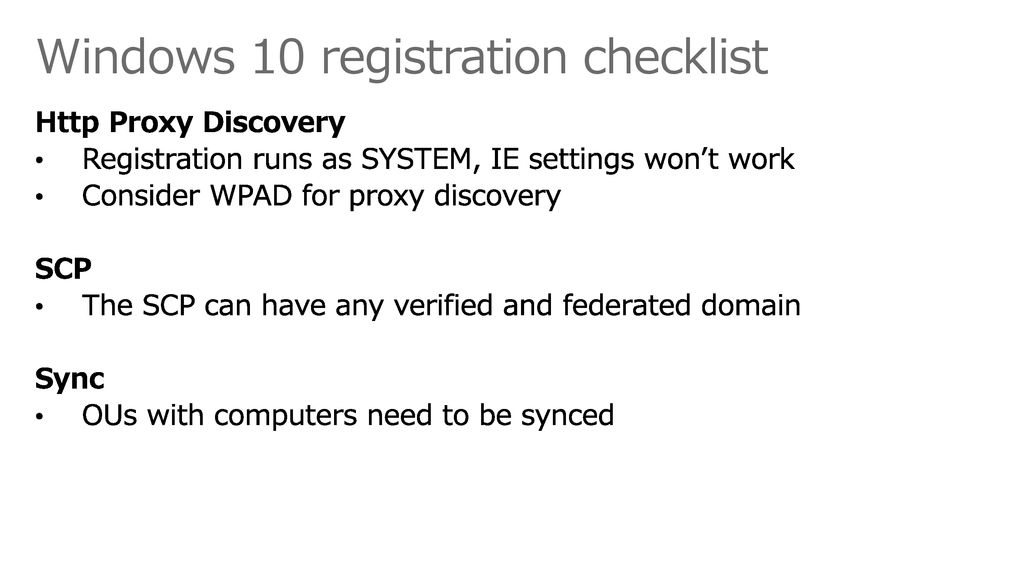 Windows 10 registration checklist