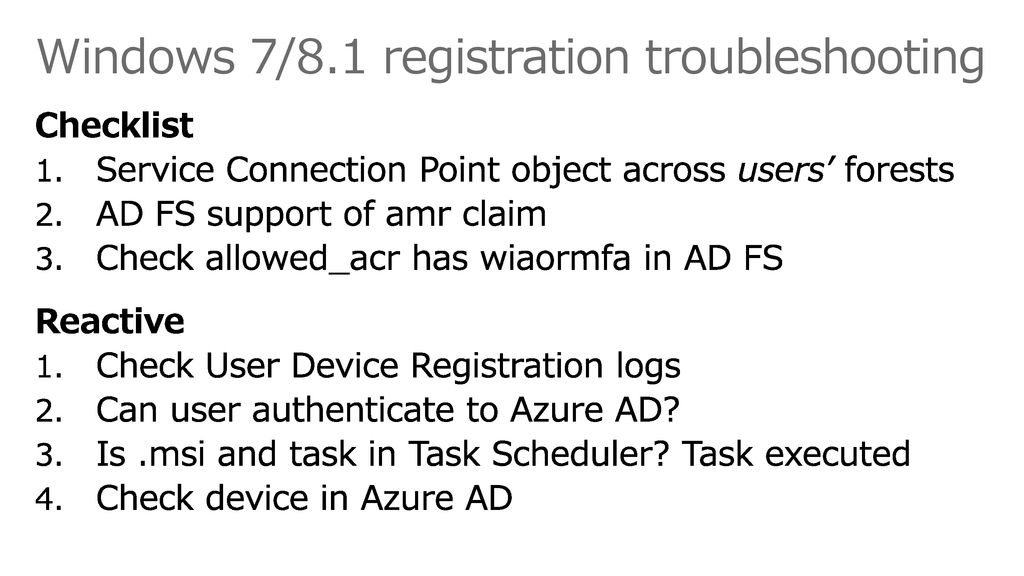 Windows 7/8.1 registration troubleshooting