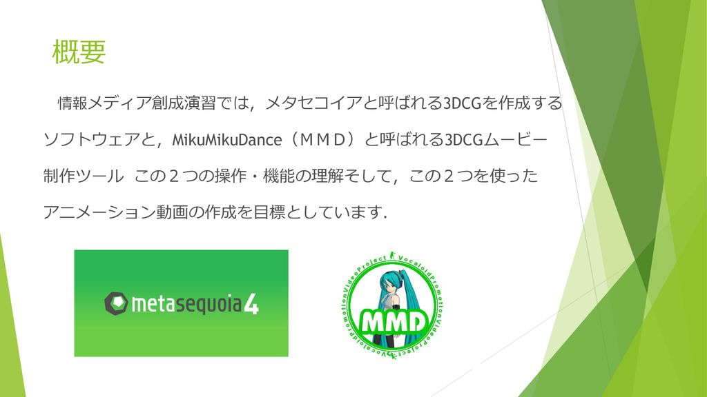 メタセコイア ｍｍｄを使った ３ｄｃｇアニメーションの作成 Ppt Download