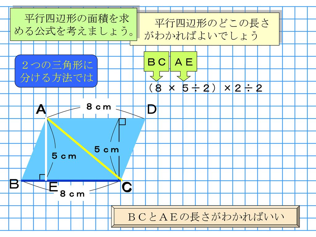 小学校算数 ５年 平行四辺形 の面積 Ppt Download