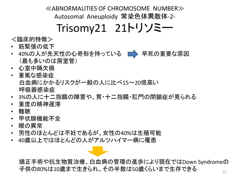 Trisomy21 21トリソミー ≪ABNORMALITIES OF CHROMOSOME NUMBER≫