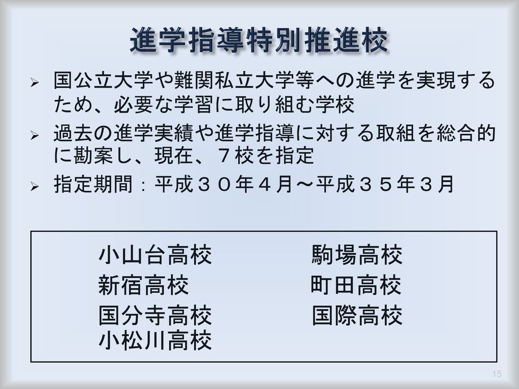 都立高校改革と 多様なタイプの学校 東京都教育庁 都立学校教育部 高等学校教育課 都立高校改革推進担当 Ppt Download